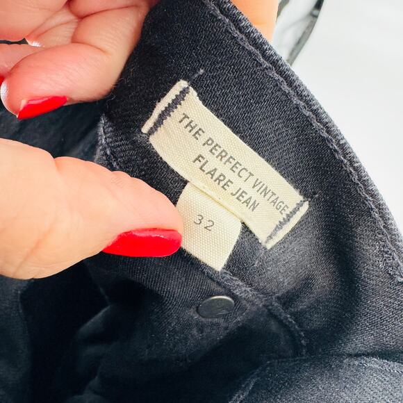 Madewell Size 32 Perfect Vintage Flare Jeans Black High Rise Stretch Denim - Picture 5 of 7